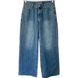 Riley & James Wide Baggy Leg Mid Rise Grunge Goth Star Pocket Denim Jeans M